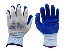 NAVI-Găng tay polyester phủ PU Natri lòng (trắng-xanh) 35 g Size M